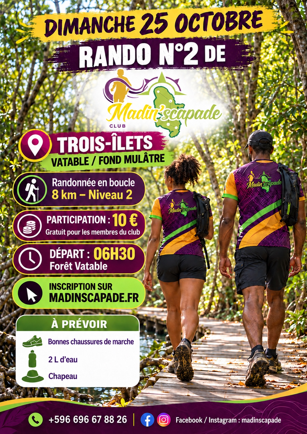 Affiche randonnée n°2 – Forêt Vatable, Trois-Îlets